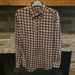 MARCUS Brown And Red Plaid Casual Shirt Size 17.5/44